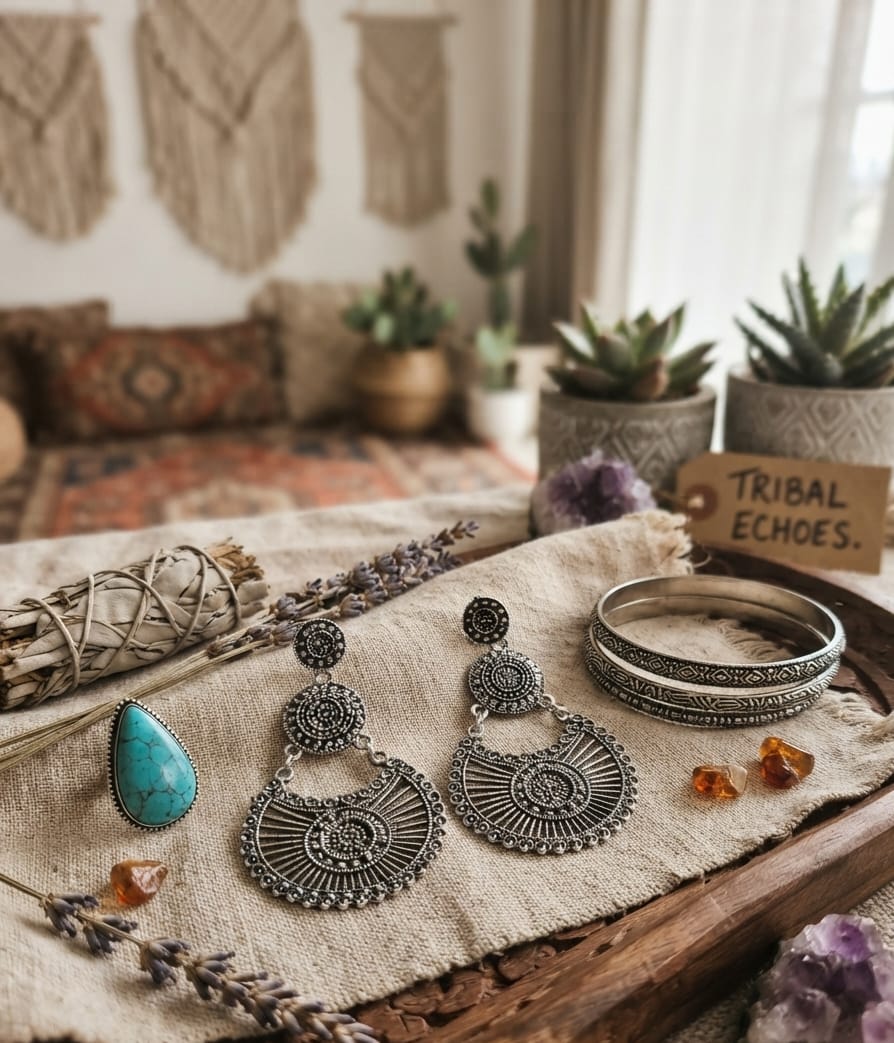 Afghani Tribal Oxidised Dangler Earrings
