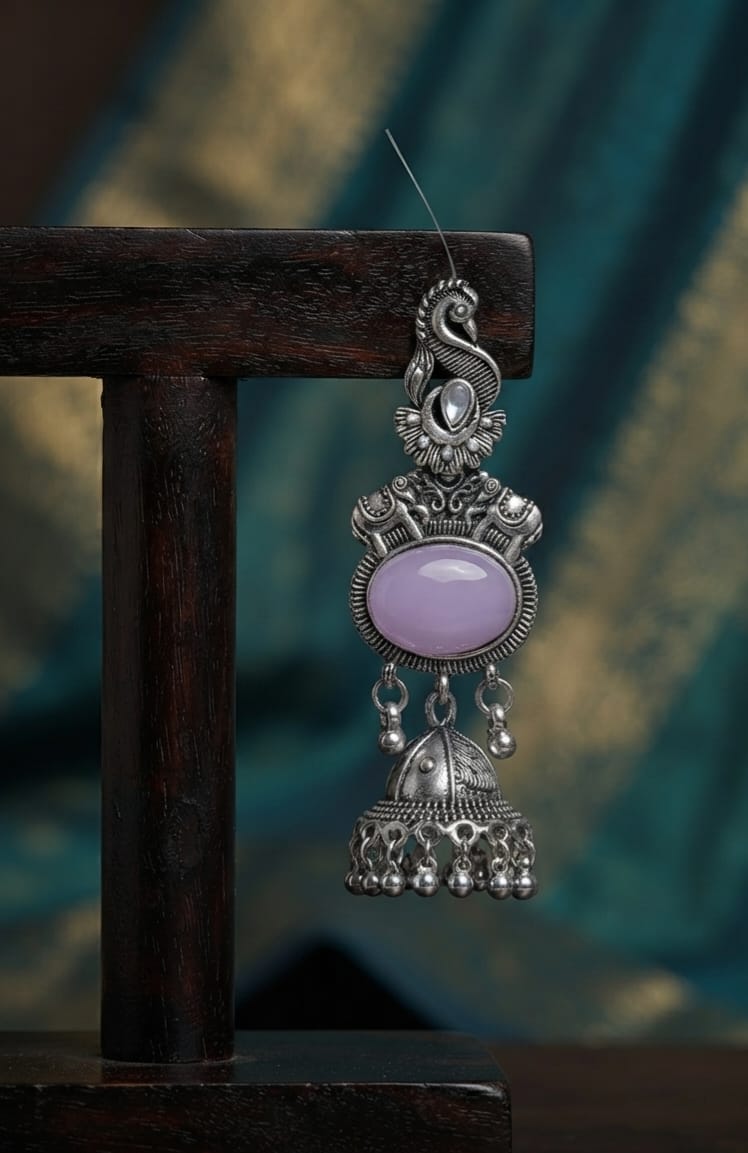Oxidise Silver Yellow, Bottle Green,Blue, Cateye,Purple Jhumka