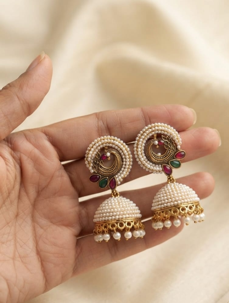 Peacock Moti Jhumka