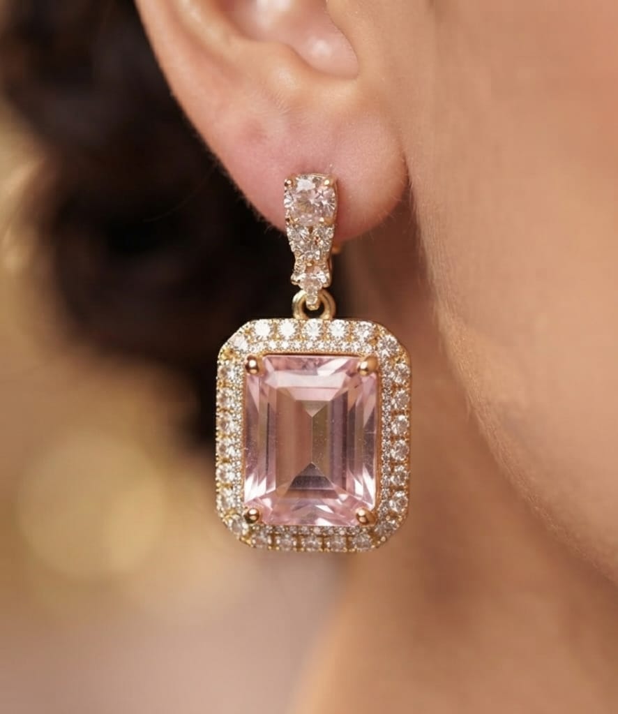 Emrald & Pink Stud