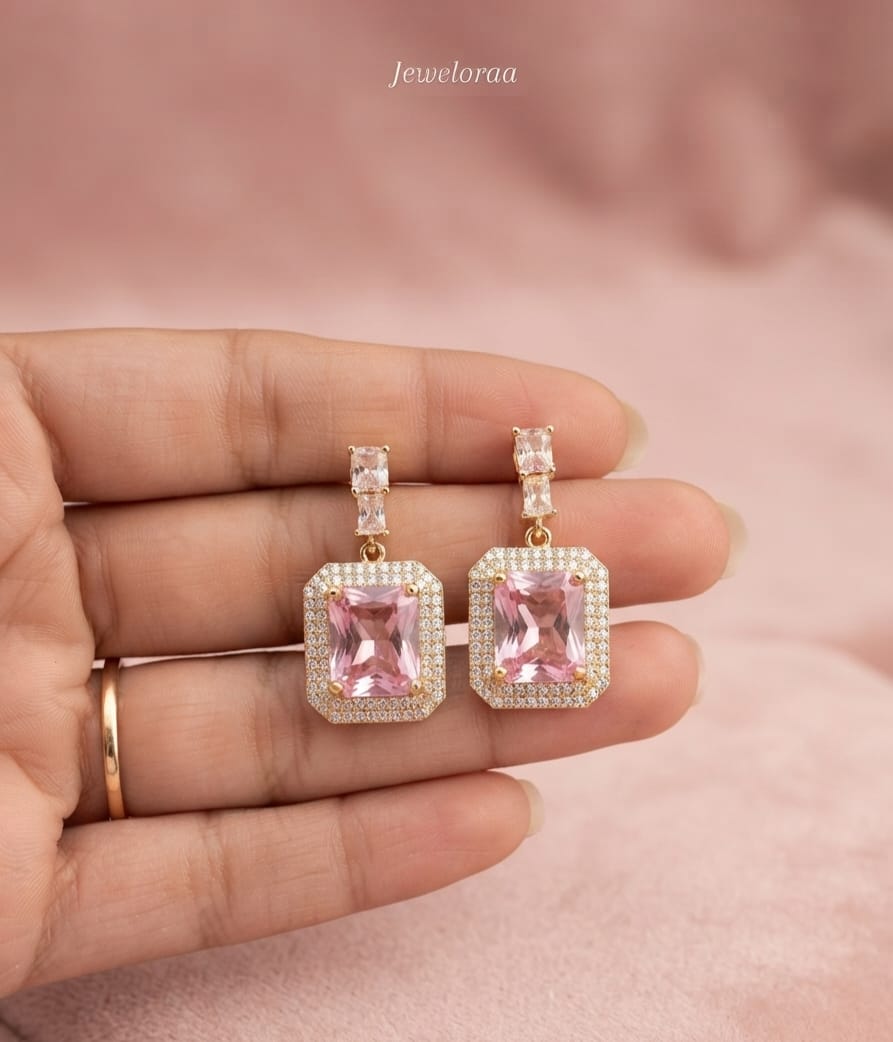 Emrald & Pink Stud