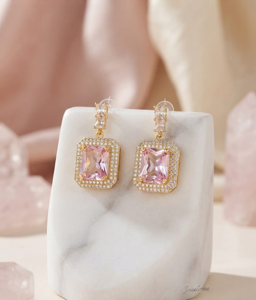 Emrald & Pink Stud