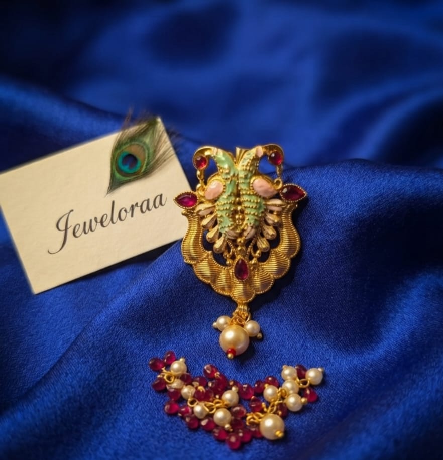 Minakari Peacock pearl Brooche