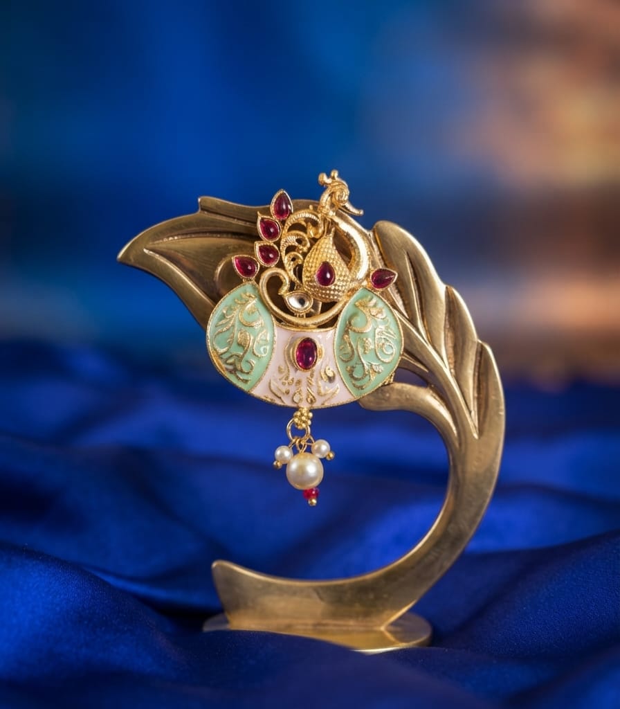 Minakari Peacock Brooche