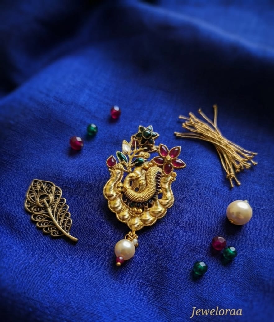 Minakari Peacock Brooche