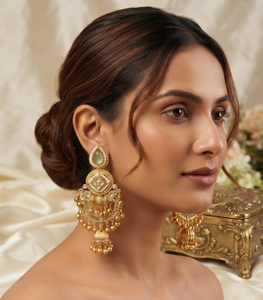 Kashmiri Kundan Chandbali Earring
