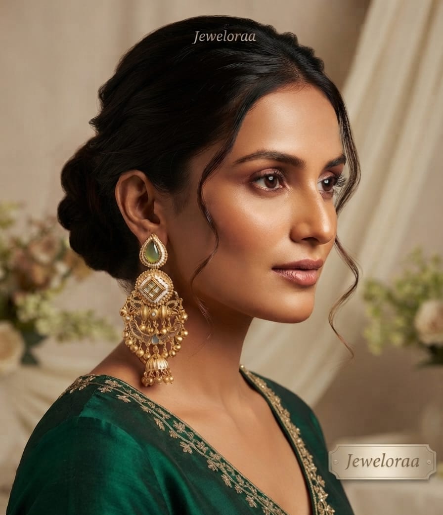Kashmiri Kundan Chandbali Earring