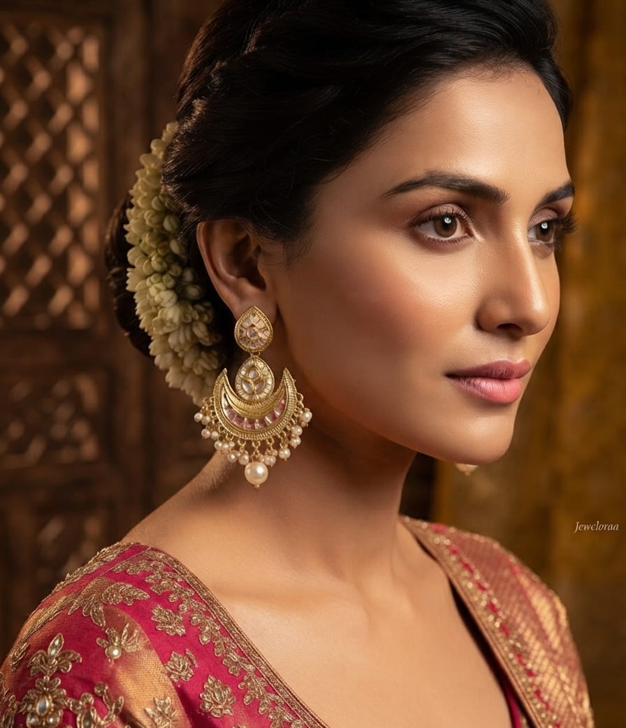 Kashmiri pearl Chandbali Earring