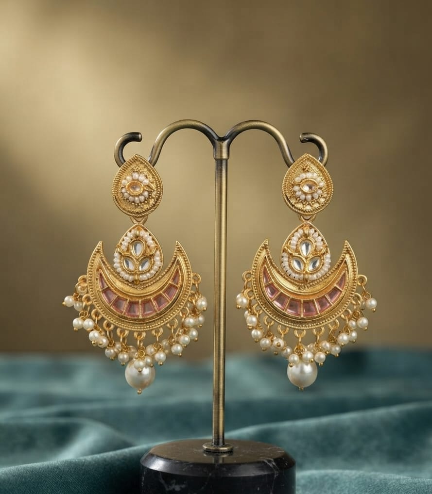 Kashmiri pearl Chandbali Earring