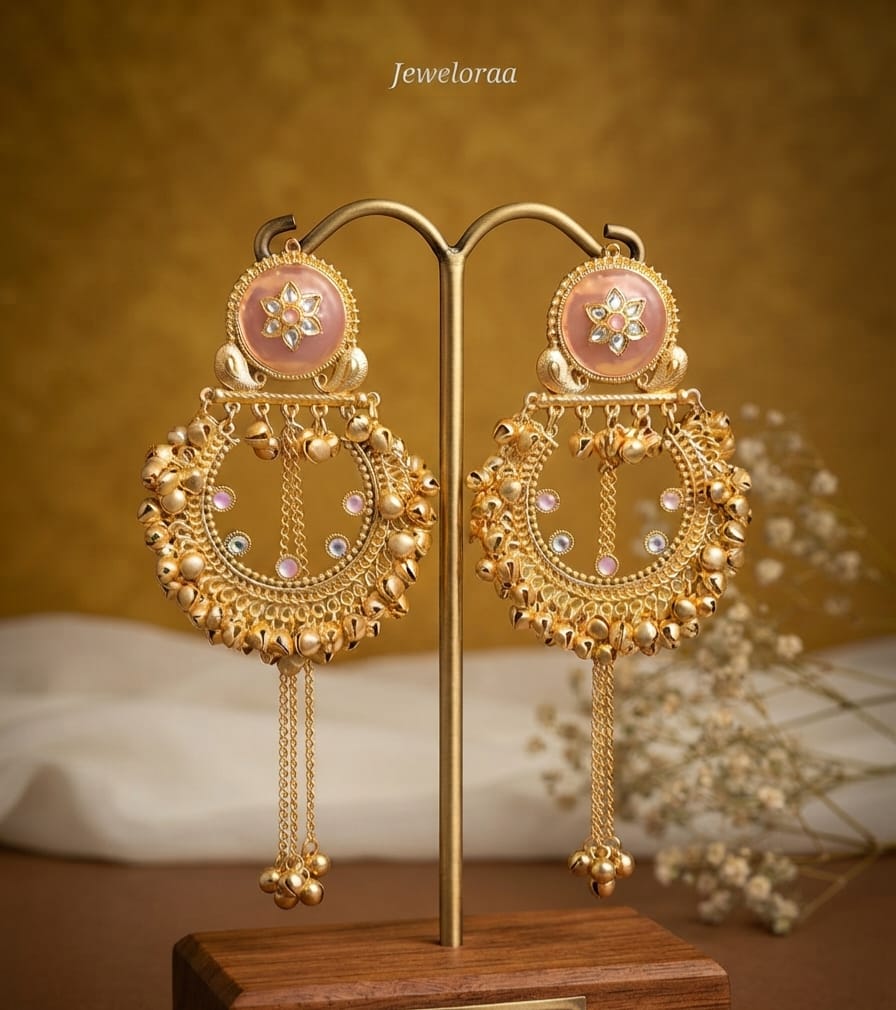 Kashmiri Chandbali Long Ghungroo Earring