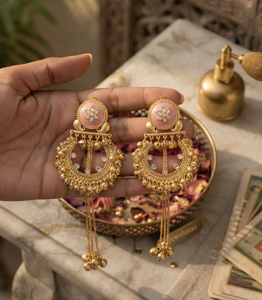 Kashmiri Chandbali Long Ghungroo Earring