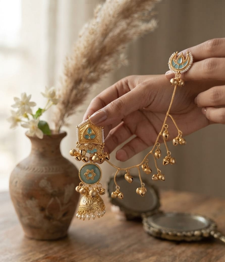 Kashmiri Ear Chain Jhumka