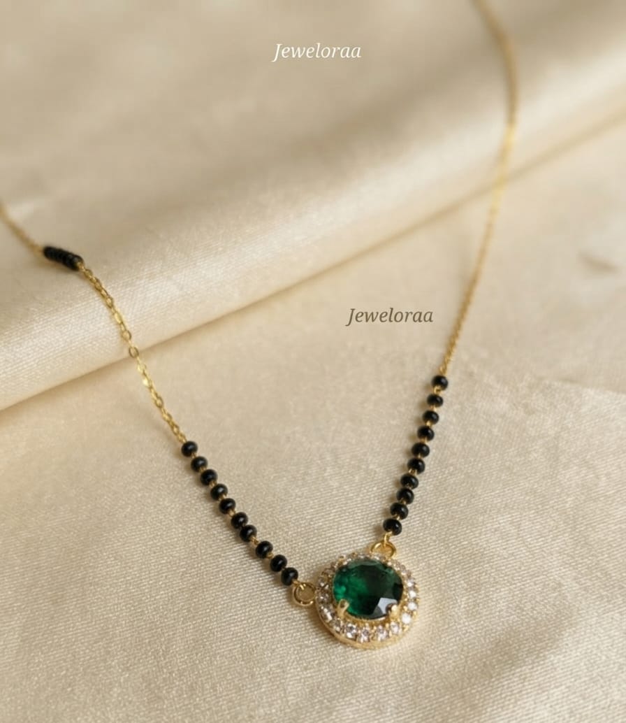 Emrald Stone with Diamond Mangalsutra