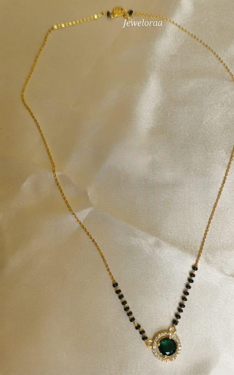 Emrald Stone with Diamond Mangalsutra