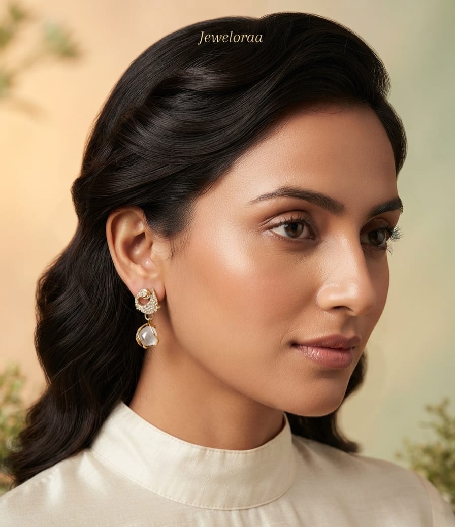 Peacock pearl drop Stud 15