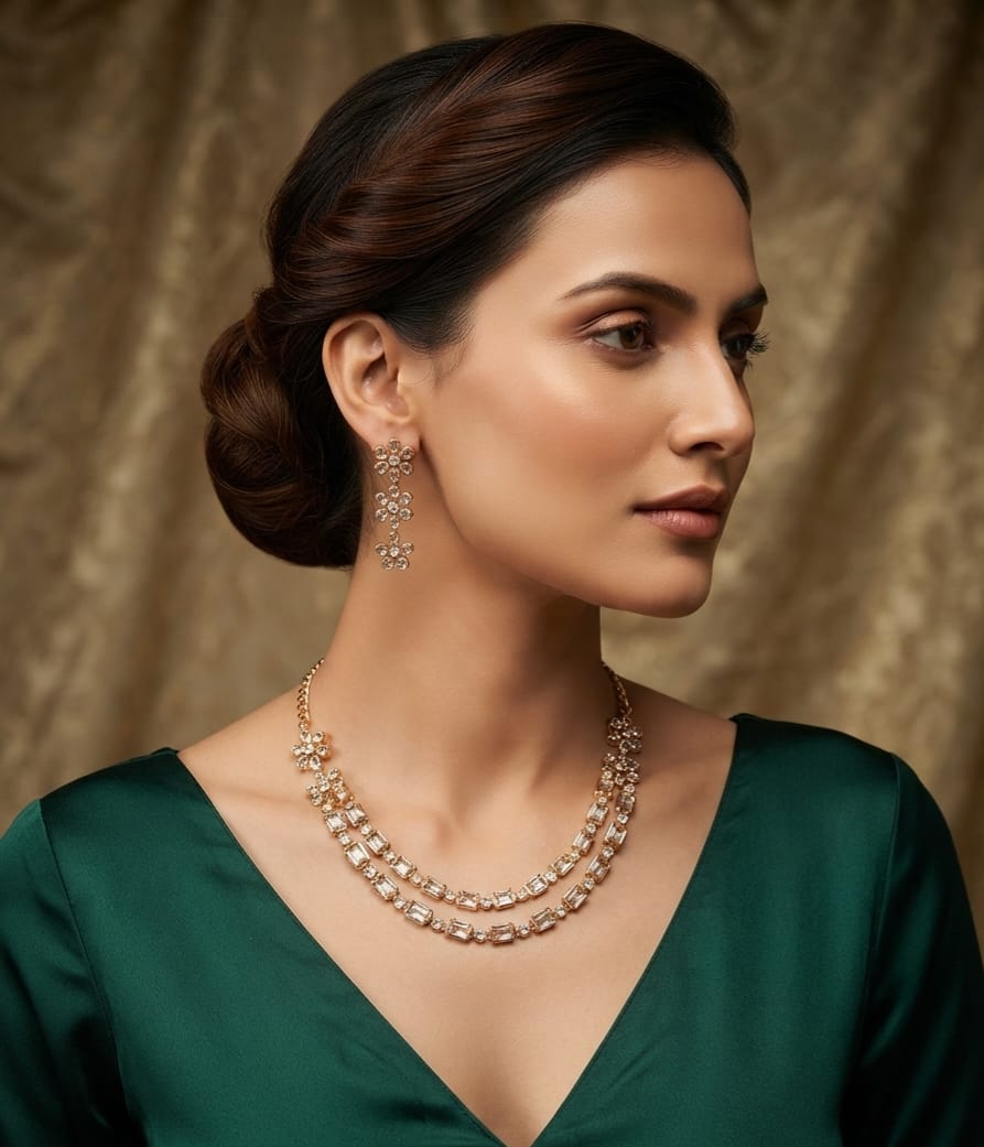 Double Layered Victorian Necklace Set 12