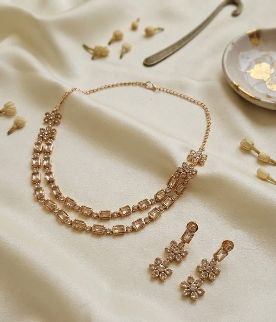Double Layered Victorian Necklace Set 12