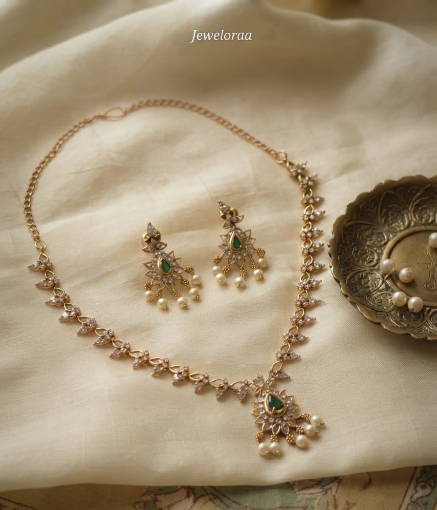 Floral Moti Victorian Necklace Set 13