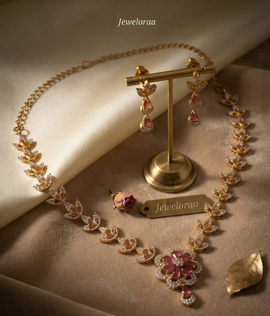 Ruby colored Victorian Necklace Set 20
