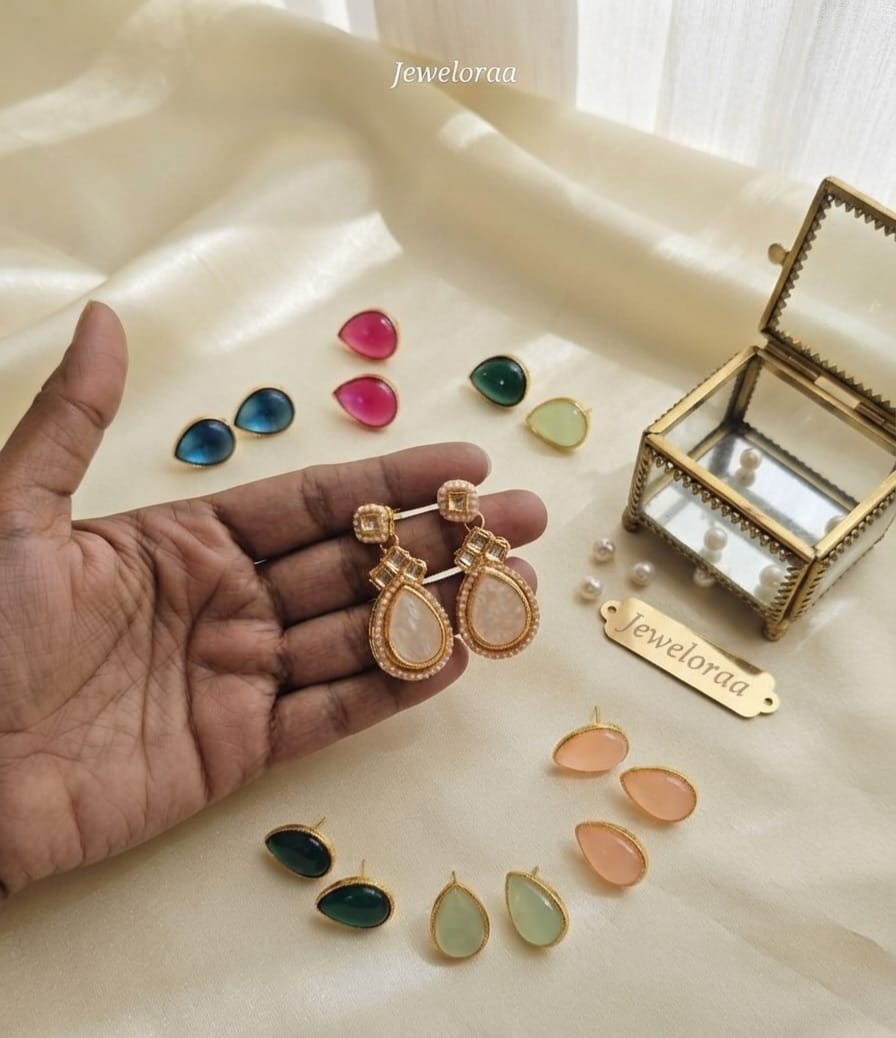 Multi color Stone Interchangeable Earring V-23