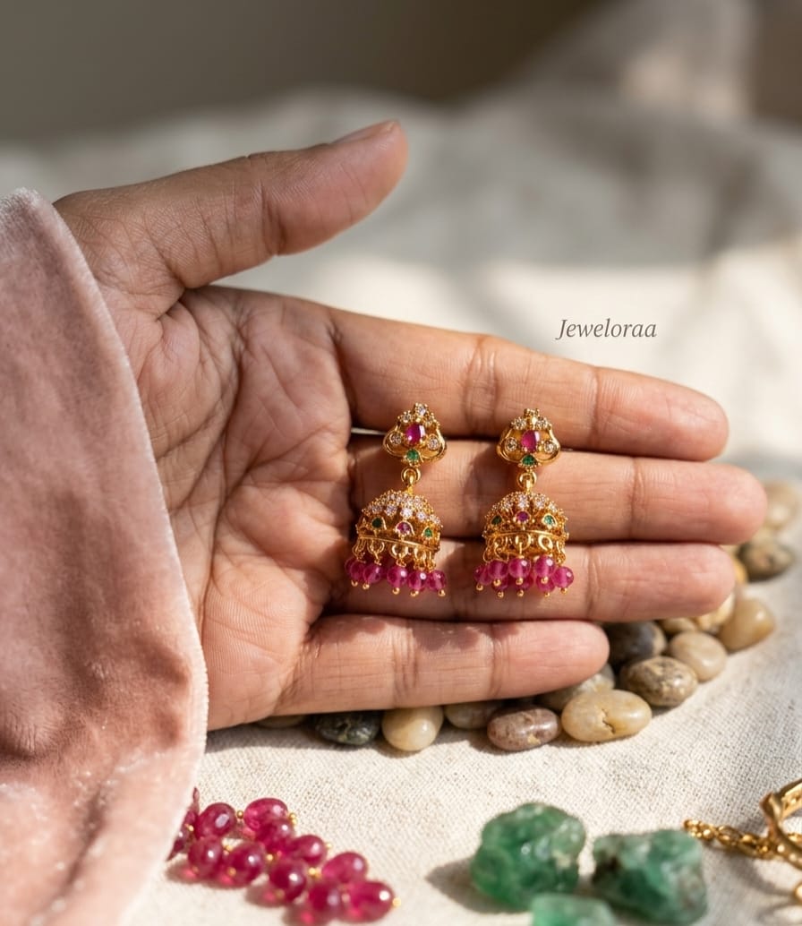 Traditional Pink Pearl Jhumki V-35
