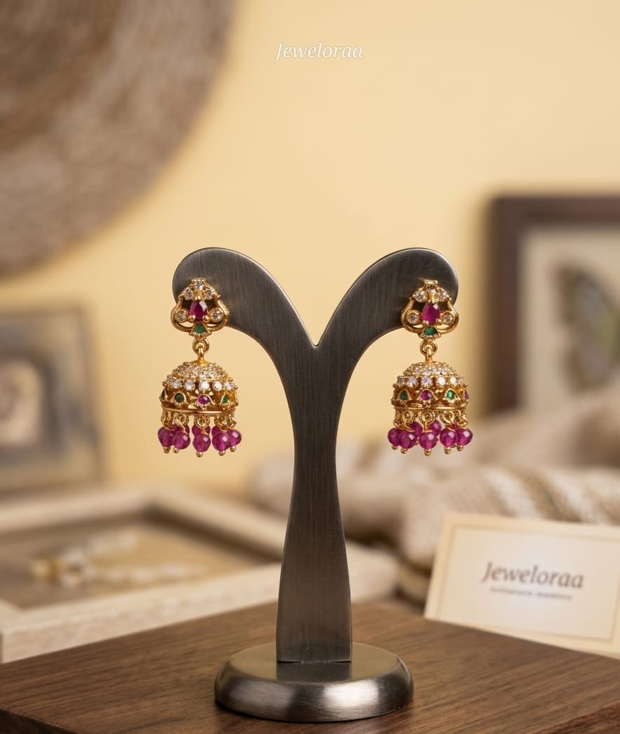 Traditional Pink Pearl Jhumki V-35