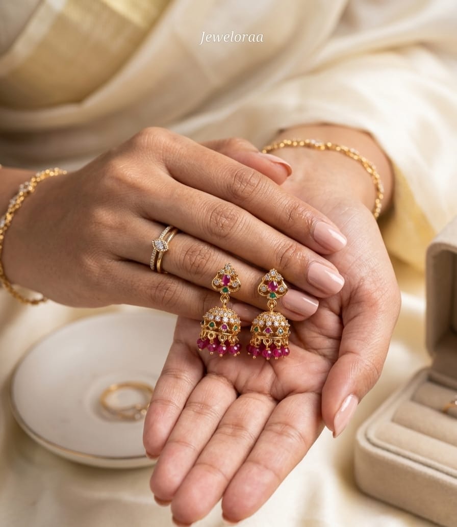 Traditional Pink Pearl Jhumki V-35
