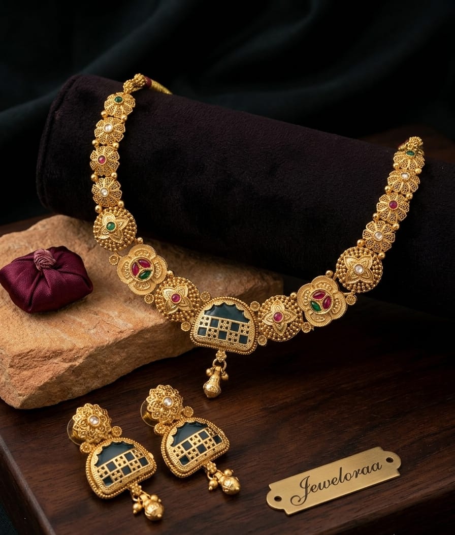 Green Stone Rajwadi Choker 11