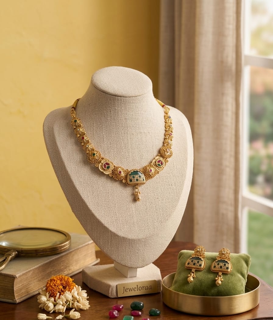 Green Stone Rajwadi Choker 11