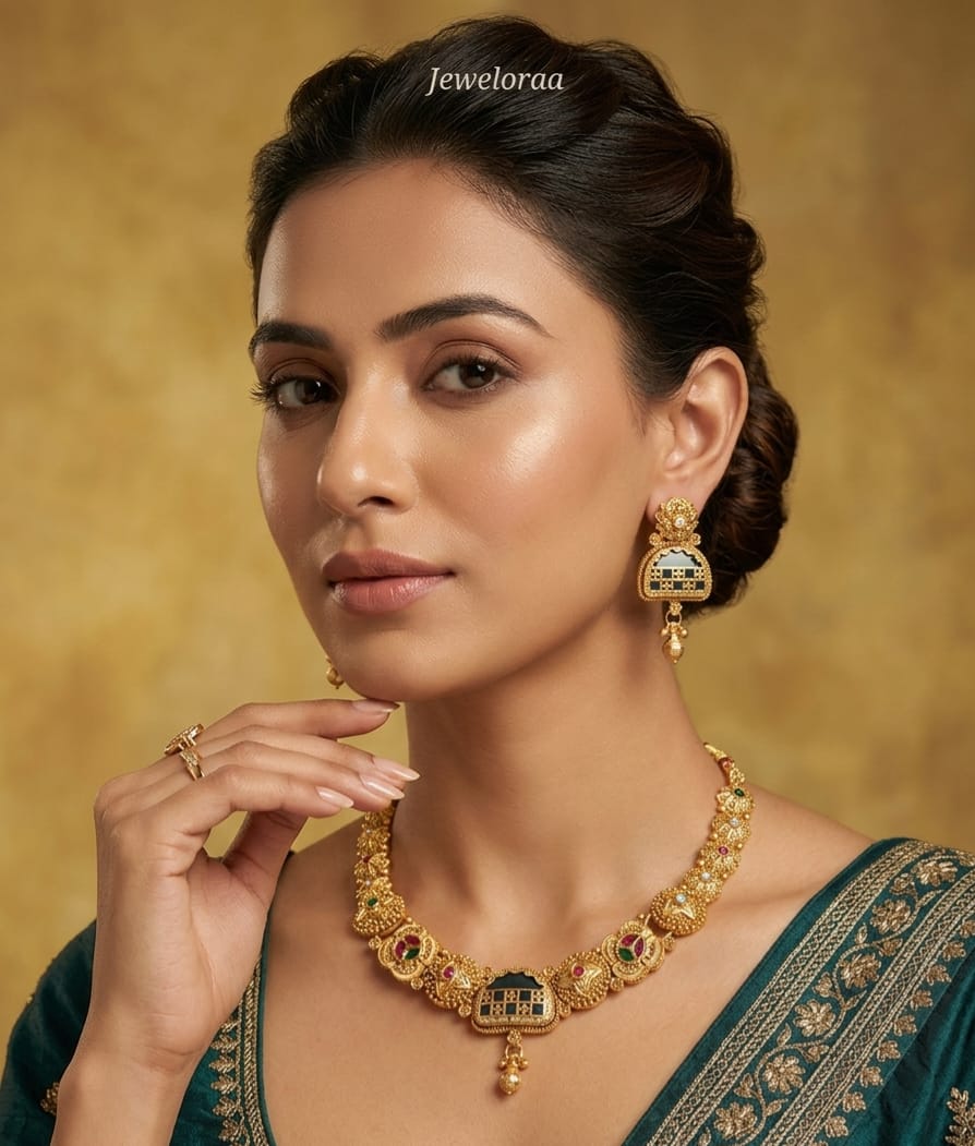 Green Stone Rajwadi Choker 11