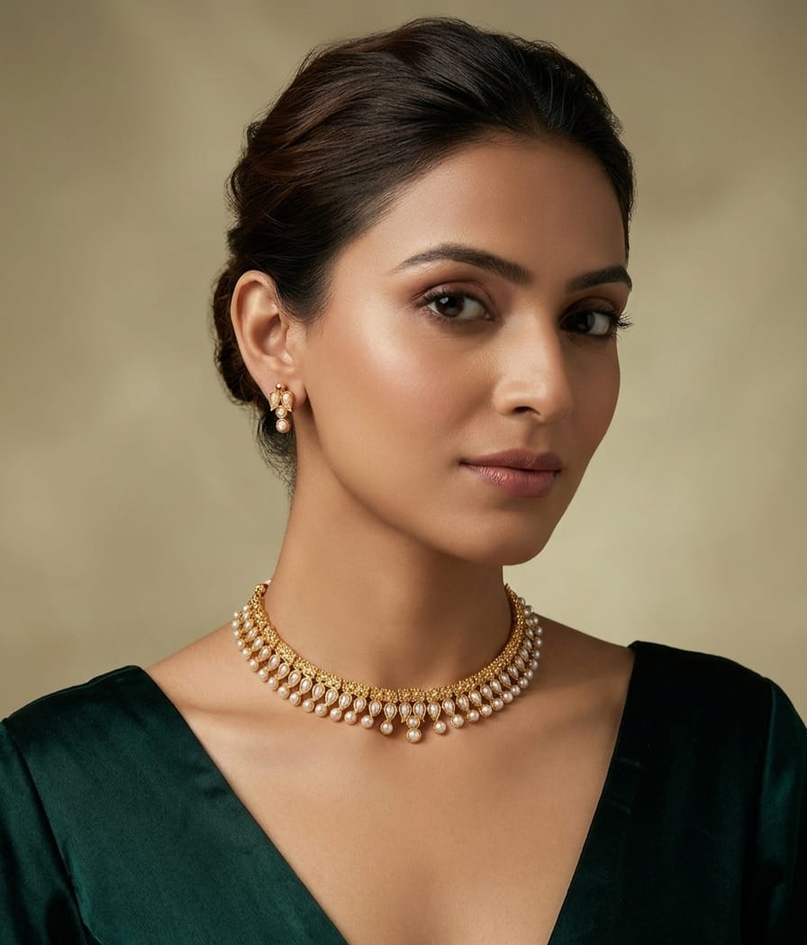 Traditional pearl Rajwadi Choker 19