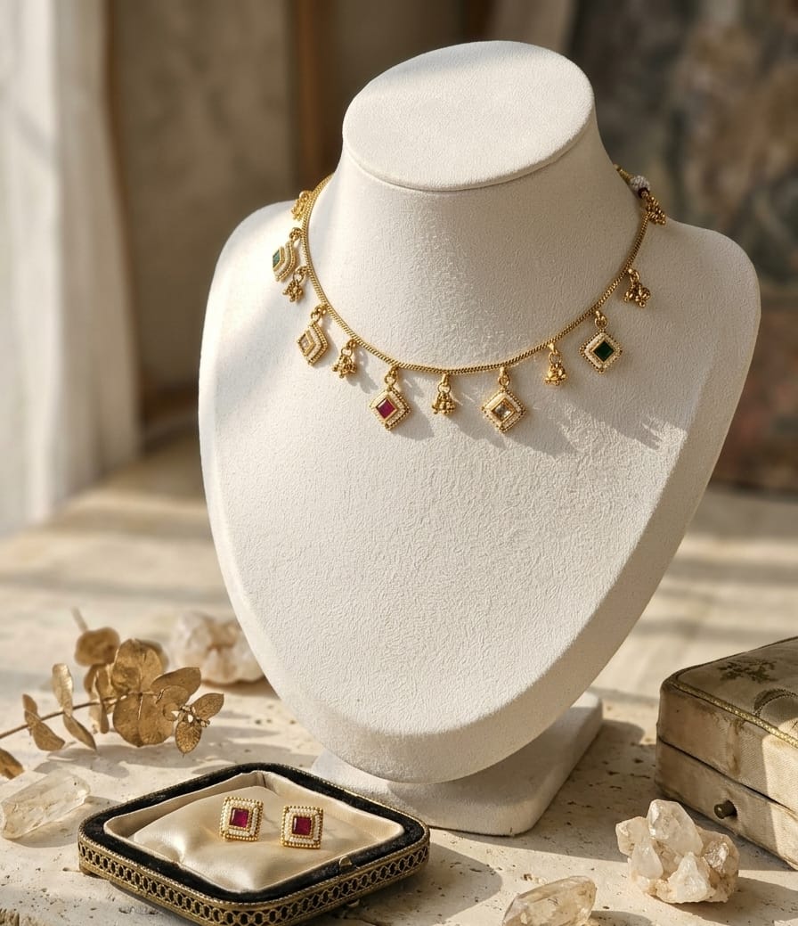 Sleek Square Rajwadi Choker 14