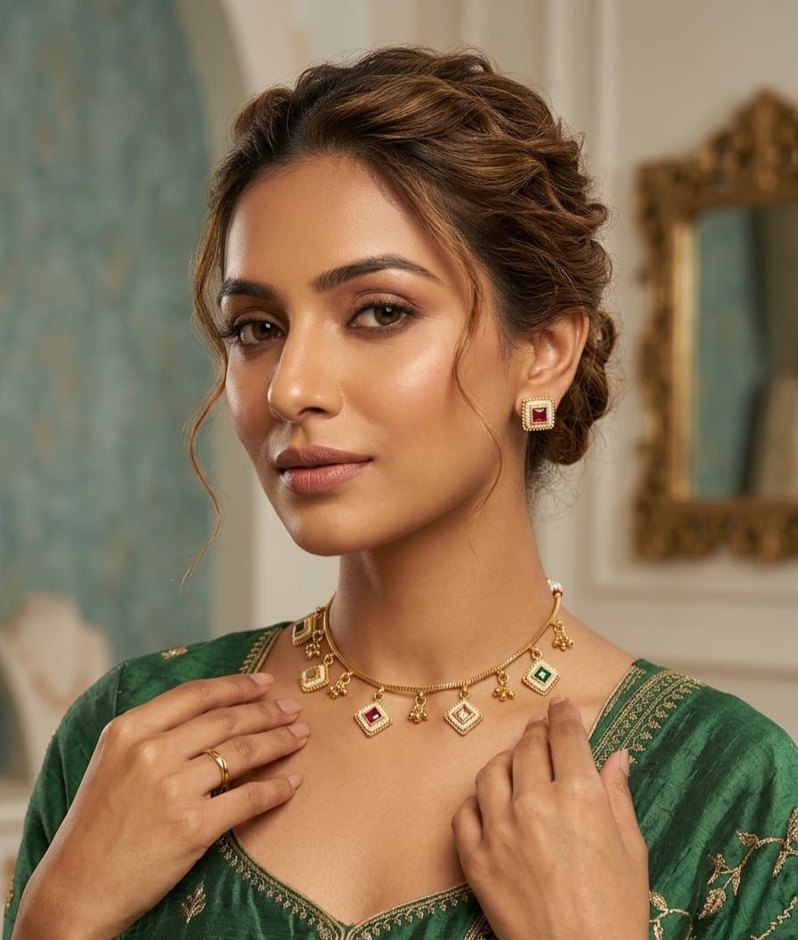 Sleek Square Rajwadi Choker 14