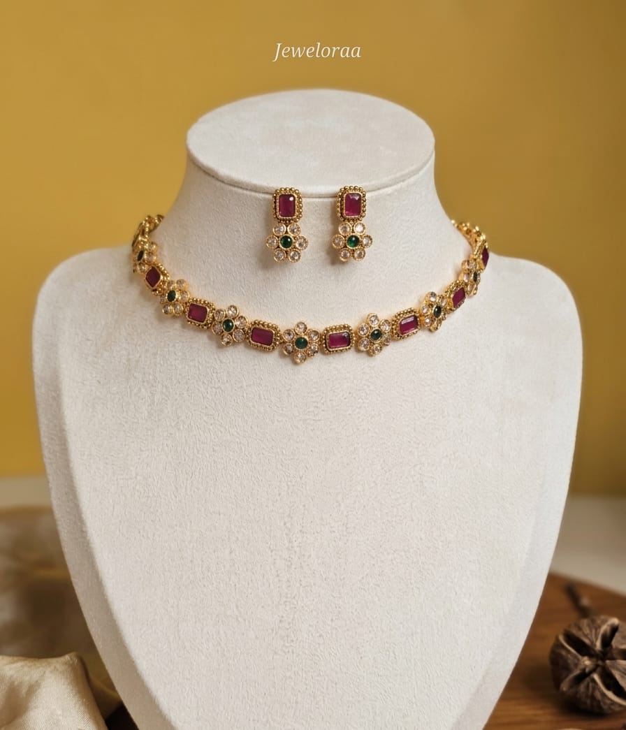 Multicolor AD Victorian Necklace Set 03
