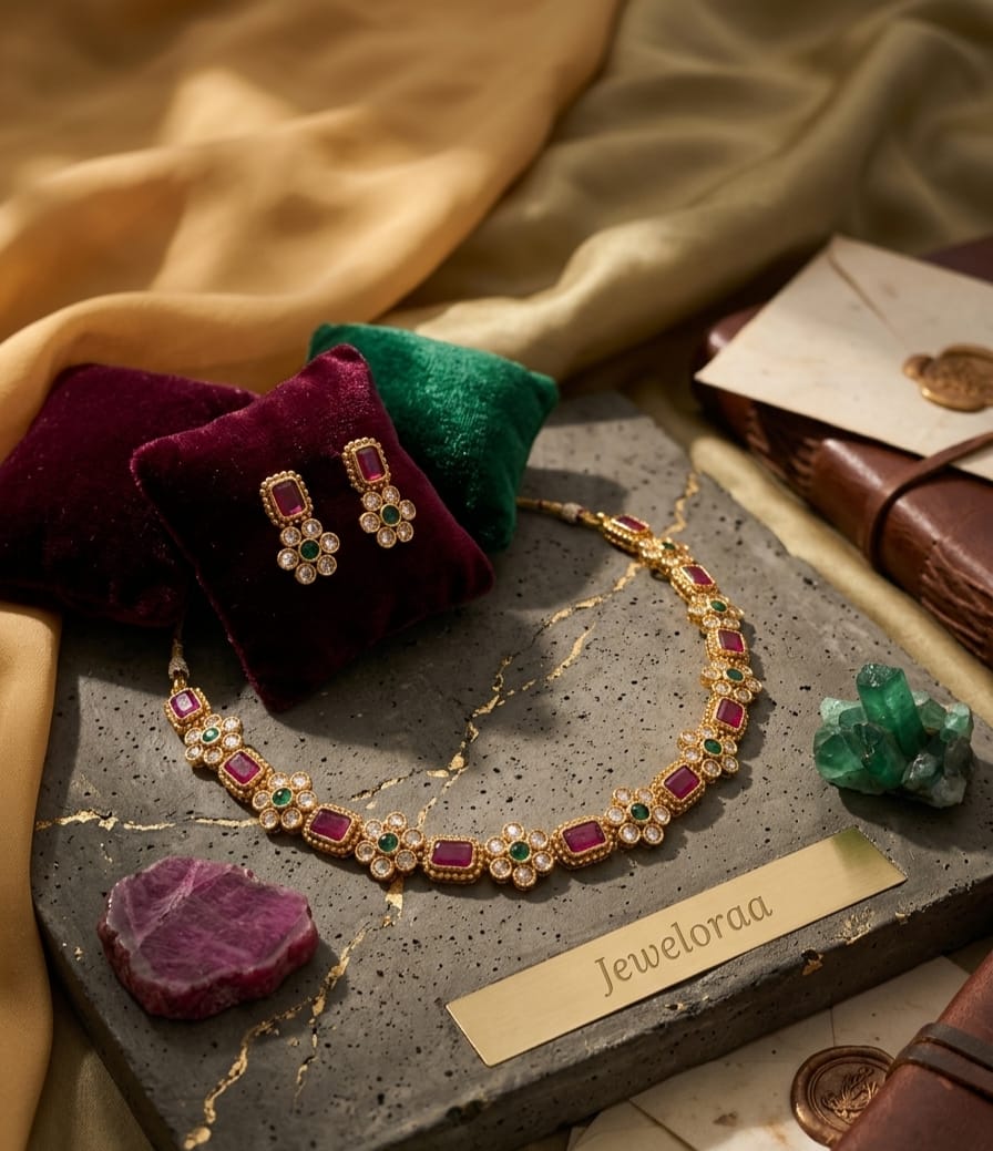 Multicolor AD Victorian Necklace Set 03