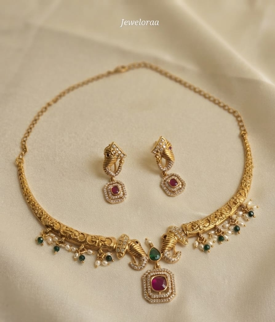 Traditional Elephant Necklace Set 06