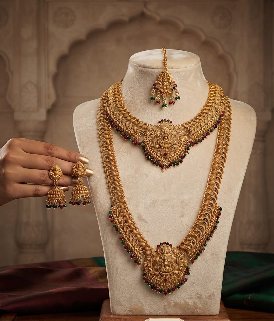 Ethenic Laxmi Temple Choker sets with waist belt