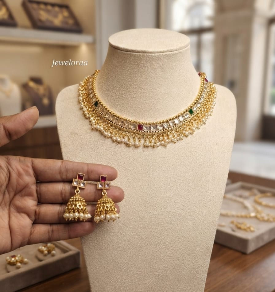 Pearl Kundan Rajwadi Choker sets - 7