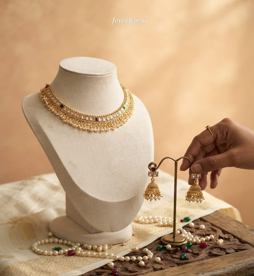 Pearl Kundan Rajwadi Choker sets - 7