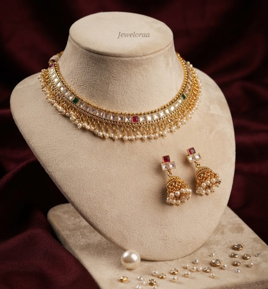 Pearl Kundan Rajwadi Choker sets - 7